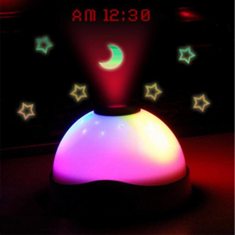 Colorful Dream Projection Clock Shiny LED Moon Star Projector Nightlight Alarm Clock Box Packing: Default Title