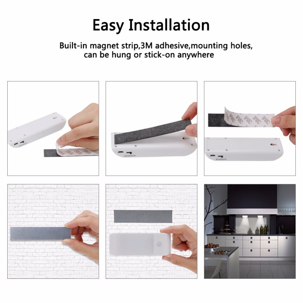 SMD LED Sensor Light USB Oplaadbare Onder Kast Verlichting Magneet PIR Motion Sensor Nachtlampje Voor Closet Garderobe Keuken