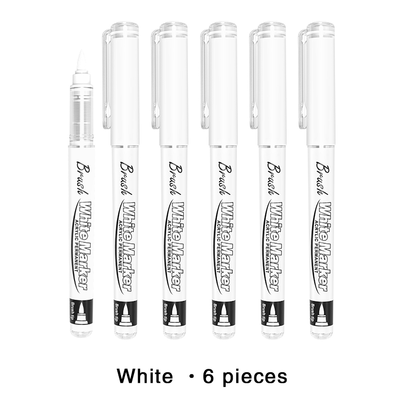 Rotuladores de pintura blancos líquidos rectos, pincel acrílico, marcador permanente blanco para dibujar pintura en roca, piedra y cerámica, 3/6/10 Uds.: YELLOW