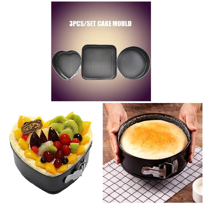 3/1pcs Cake Mold Tray Pans Heart Round Baking Mold Kitchen Carbon Steel Nonstick Baking Pans Reusable Cake Pans Bakingt Tools