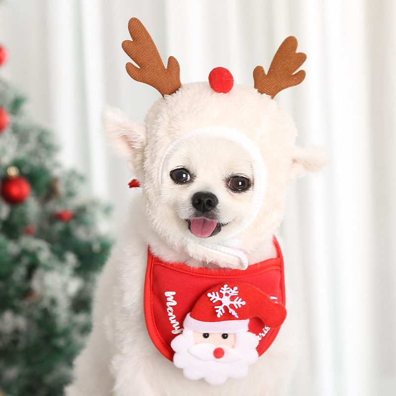 Honden Kerst Bandana Winter Warm Xmas Pluche Cap Sjaal Driehoek Slabbetjes Hoofddoek Kerst Kostuum Pet Party Kerst Decoratie