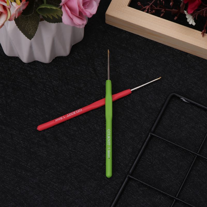 10Pcs Bearded Needle Crochet Hooks Set Ergonomic Soft-Grip Handle Sewing Knitting Knitwear DIY Tools