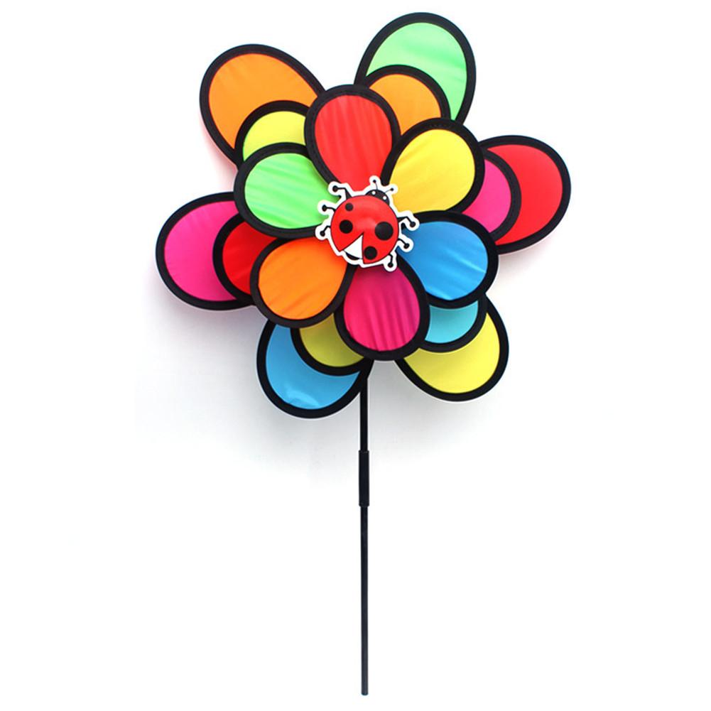 Moulin à vent roue arc-en-ciel coloré | Triple roue fleur, Spinner moulin à vent, moulin à vent, jardin cour décoration extérieure, jouets pour enfants,: Default Title