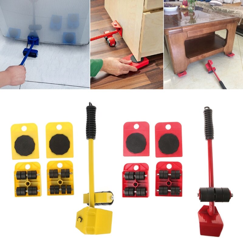 1set Furniture Transport Roller Set Removal Lifting Moving Tool Heavy Object Mover Household Furniture Mobile Slides Trolley