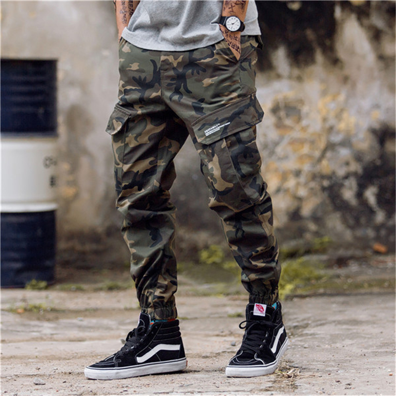 Hip hip streetwear mænds camouflage joggerbukser mænd kvinder bomuld cargo bukser elastisk talje harem bukser mænd  wj184