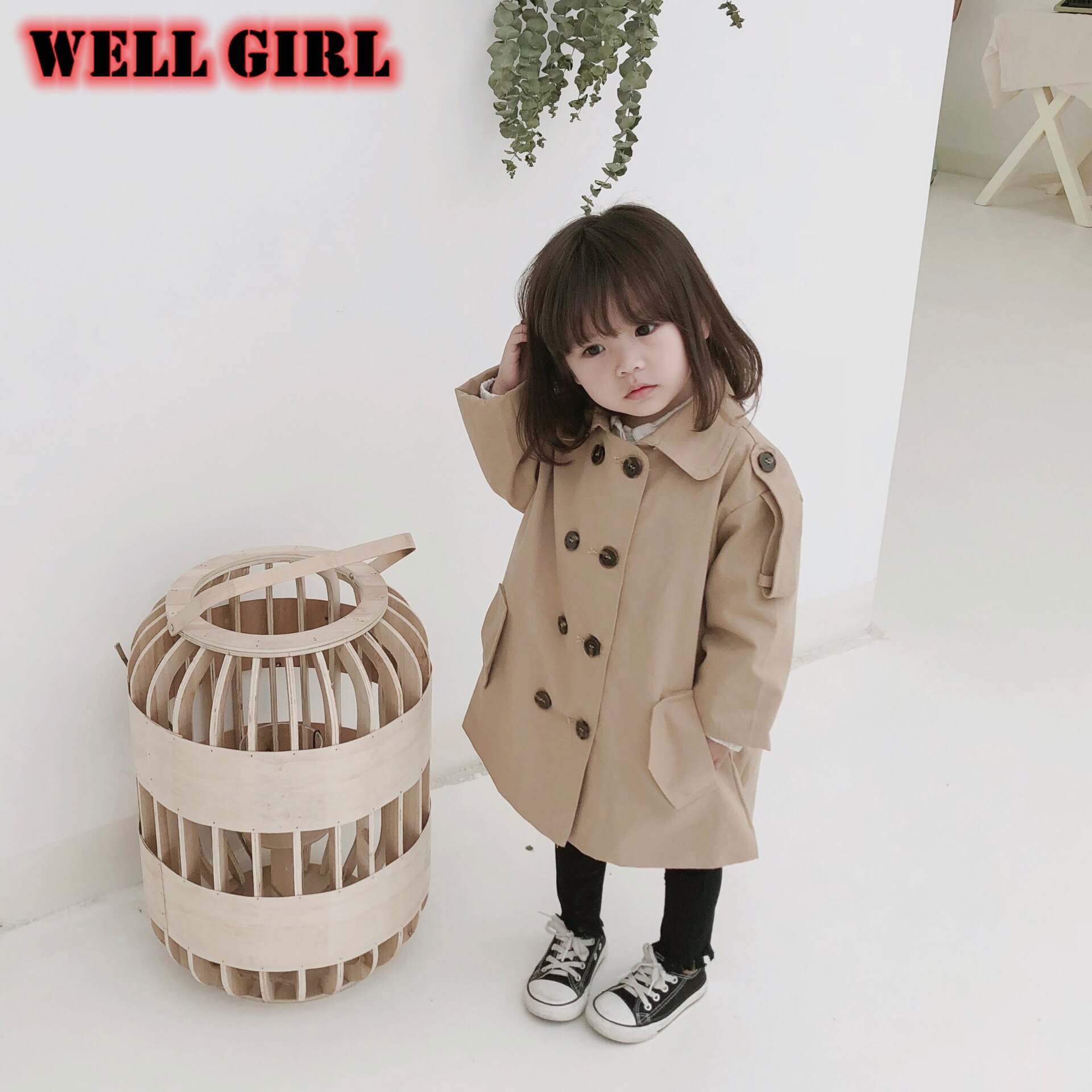 Trench croisé pour enfants de 3 à 8 ans | Manteau long sprint, veste d'automne coupe-vent vêtements d'extérieur WQ02