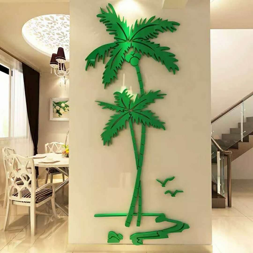 Coconut tree 3D acrylic wall stickers living room room decoration background wall decoration stickers