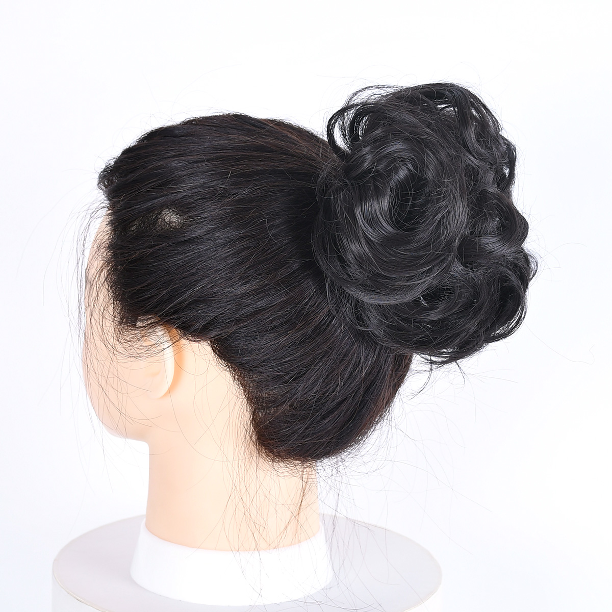 Jeedou Synthetic Messy Hair Bun Chignon Donut Pad Elastic Hair Rope Rubber Band Hairpiece