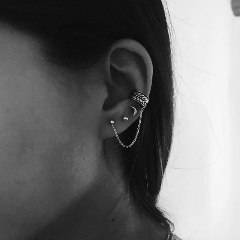 4pcs/set Women Vintage Boho Moon Earrings Leaves Ear Clip Popular Lady Jewelry Party Oorbellen Ear Cuff Clips: Default Title