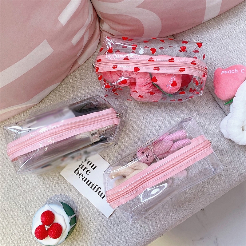 Waterproof Transparent Cosmetic Cute Bags Storage Pouch Makeup Organizer Clear Case Toiletry Bag PVC Zipper Travel Toiletry