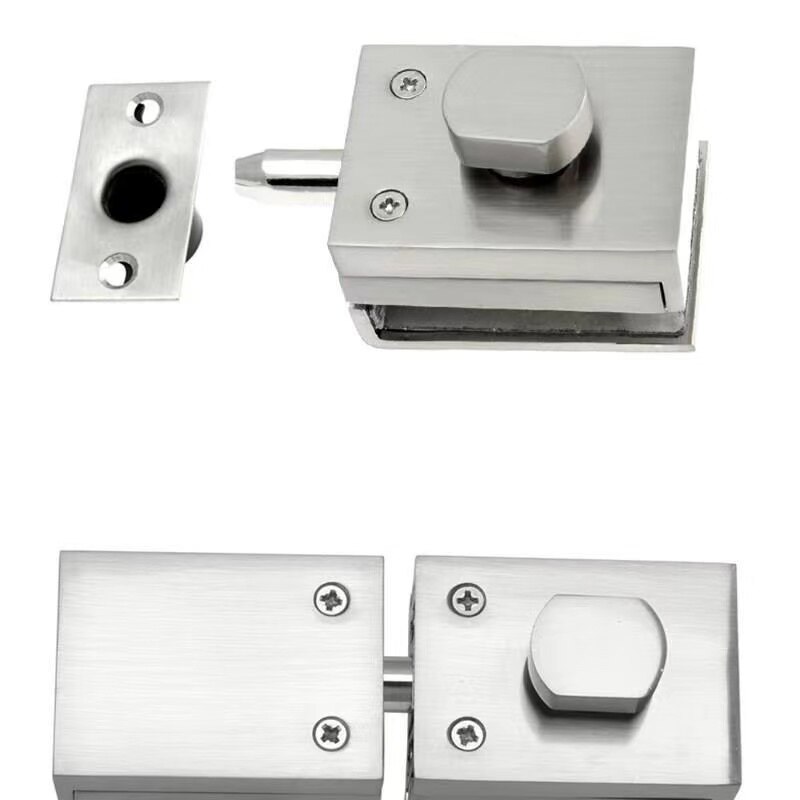 Double Glass Door Latches Lock 304 Stainless Steel Lock,Without Hole,Bidirectional Unlock Frameless Glass Door For Home Office