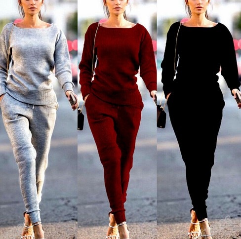 Women 2pcs Hoodies Sweatshirt Pants Sets Casual Tracksuit Jogging Gym Sport Suit