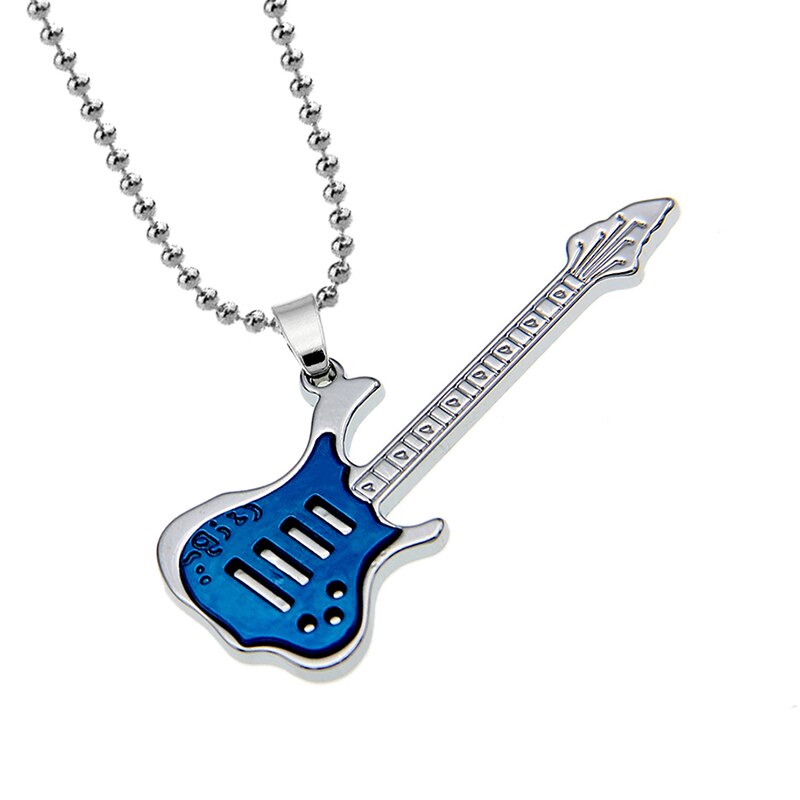 Punk Stijl Roestvrij Bas Ketting Cool Mannen Muzikale Gitaar Hanger Jongen Sieraden Accessoires Vrouwen Trui Keten: Blue Bead Chain