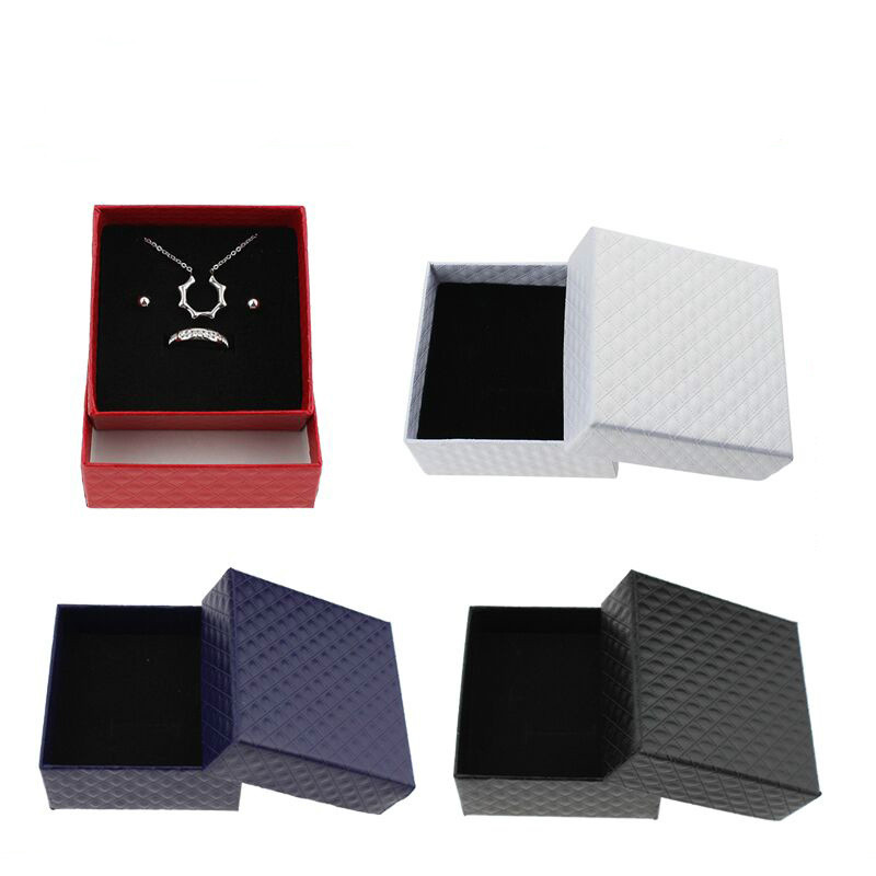 1 Pc Vierkante Sieraden Organizer Box Engagement Ring Voor Oorbellen Ketting Armband Display Box Houder Zwart Rood Wit roze