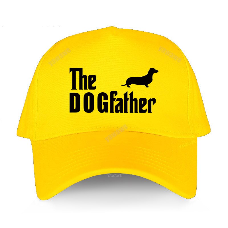 Dachshund Sausage Dog The Dogfather Funny Baseball cap Men Summer Casual Dad hat Unisex adjustable hip hop caps: yellow