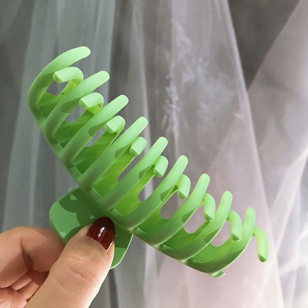 Klauw Clip Voor Vrouwen Stoere Zwarte Plastic Haar Klauw Grote Size Haar Klemmen Klauw Clip Krab Voor Haar accessoires: green