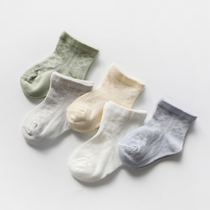 5 par babysokker sommer tynd toddler baby pige dreng sokker mesh åndbar blød nyfødte børn korte sokker sokken: Drengestil 1 / 1-2 år