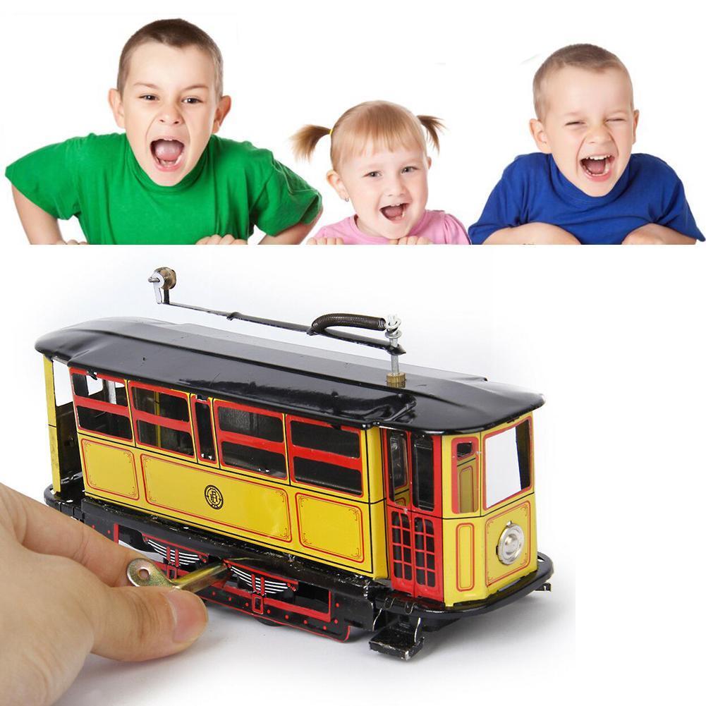 Retro Wind Up Tram Kabel Bus Clockwork Tram Speelgoed Tram Met Polen Retro Speelgoed Voor Volwassenen En Kinderen Blikken Speelgoed o8m5