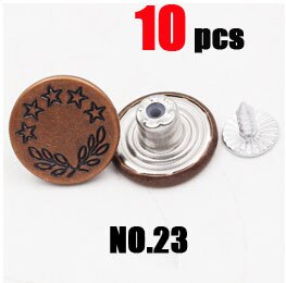10 Stks/zak 17 Mm Metalen Jeans Knop Naaien Kleding Accessoires Broek Jean Knop Decoratie Voor Diy Naaien: NO.23 10pcs