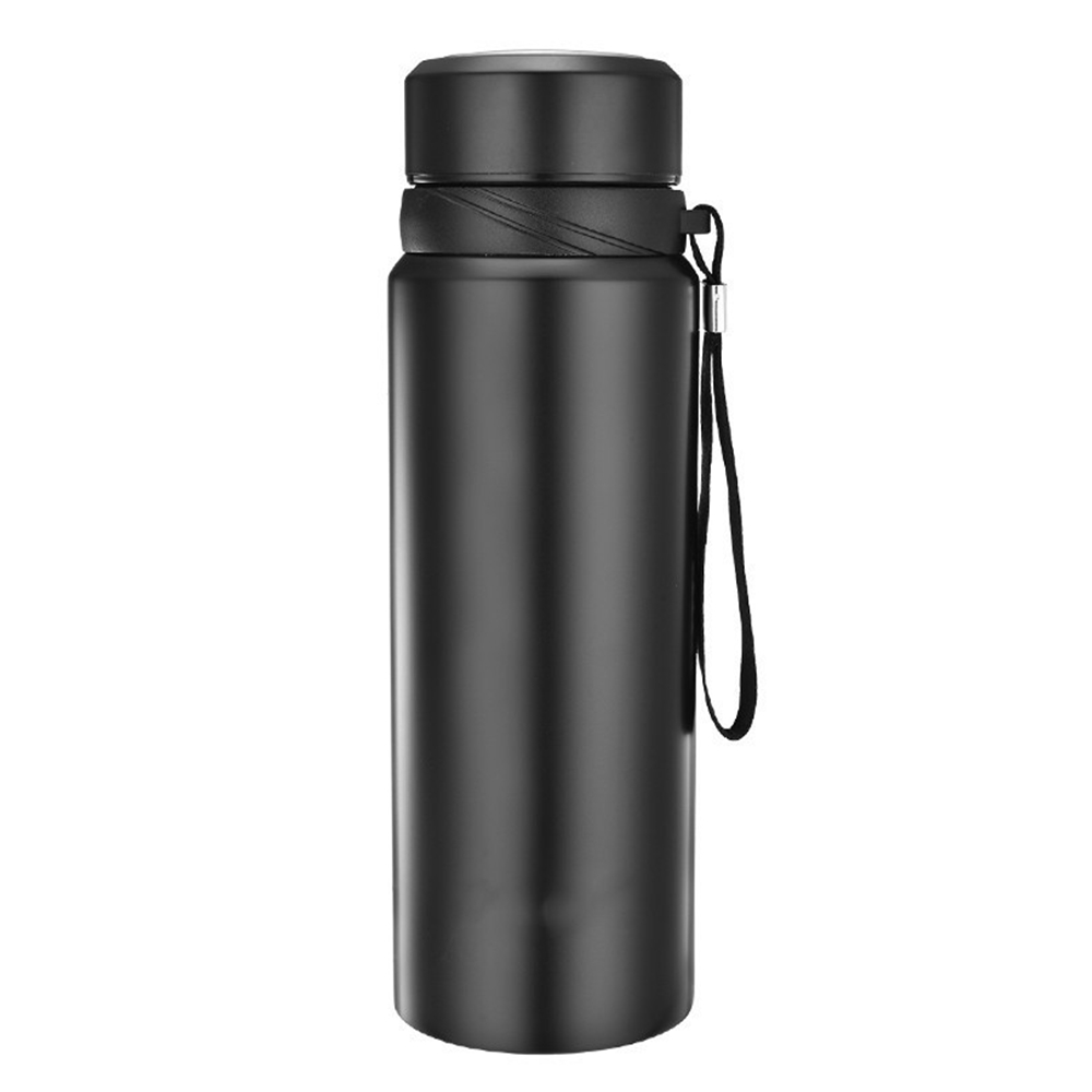 Botella de agua térmica de 1L, botella de agua fría y , termo para agua, té, café, frascos de vacío, botella termo de acero inoxidable: Negro