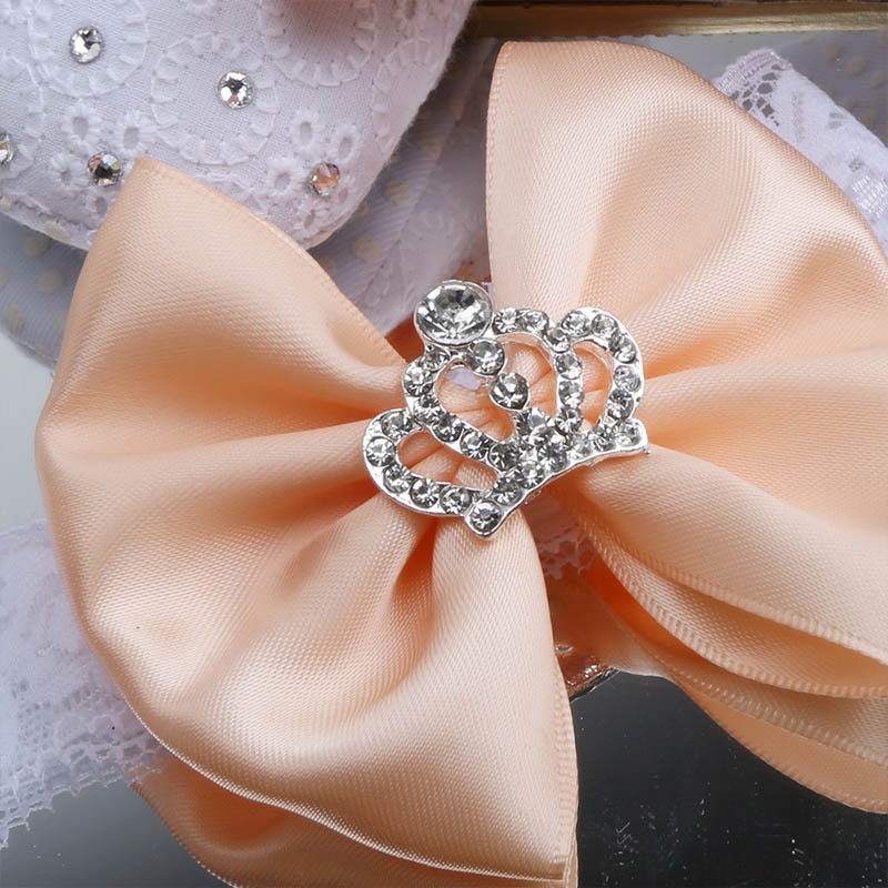 Dollbling designade baby småbarn skor aprikos blomma rosett diamant kronsmycken baby flicka baby skor pannband