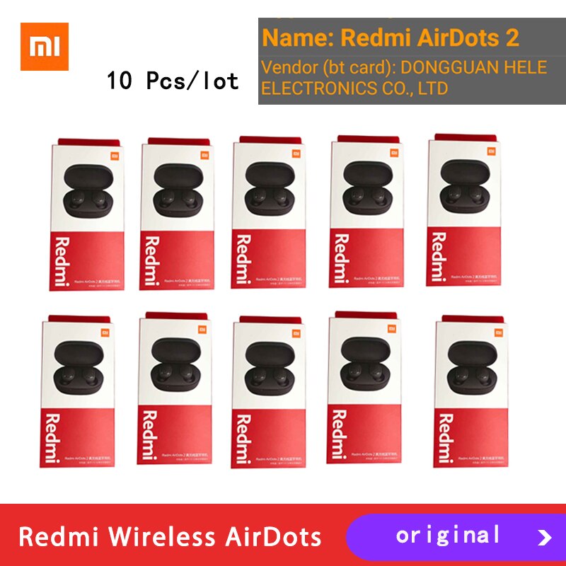 10 kpl/erä alkuperäiset xiaomi redmi airdots 2 tws älykuulokkeet aidot langattomat bluetooth kuulokkeet 5.0 mi aidot langattomat nappikuulokkeet