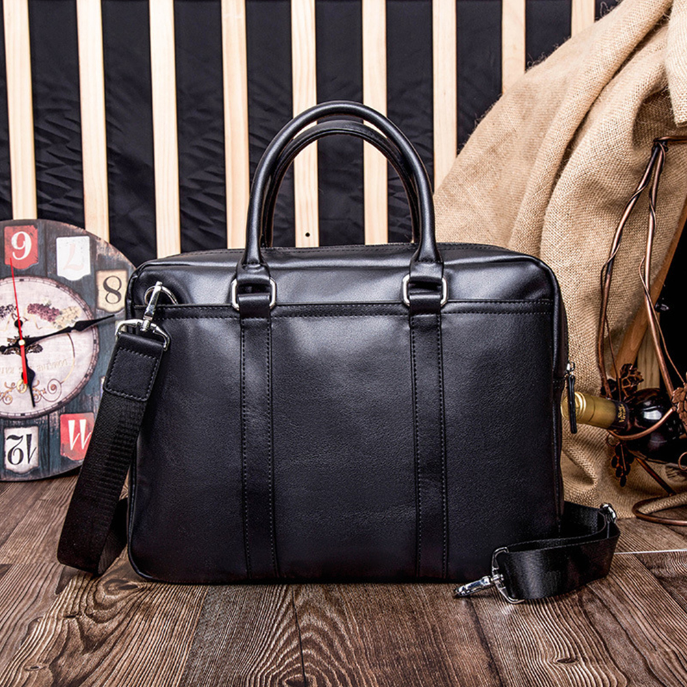 Porte-documents en cuir PU pour hommes, Simple, Business, sac à main pour ordinateur portable, décontractée, sacs à bandoulière, noir, mallette de bureau,
