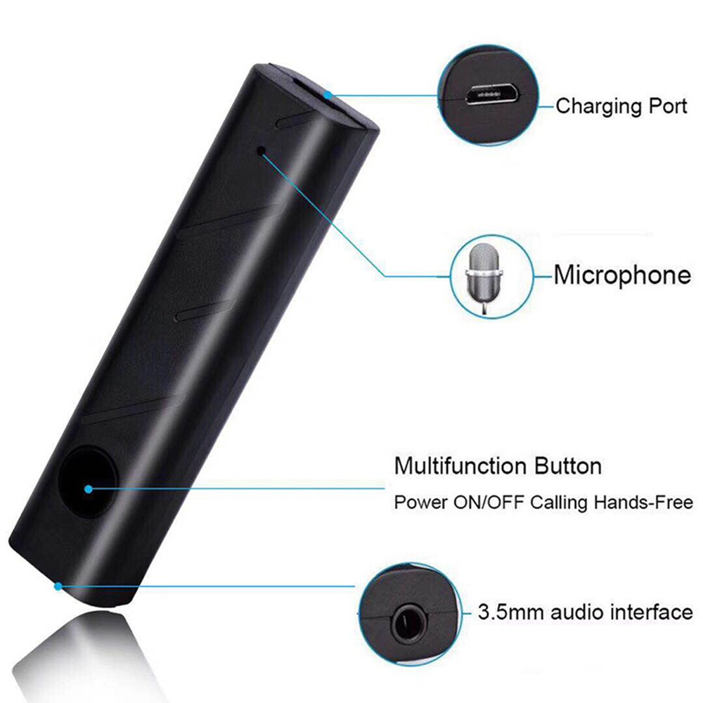 Portable Wireless Car Bluetooth Audio Receiver 3.5mm Bluetooth Transmitter AUX Car Mini Speaker Car Music Adapter: Default Title