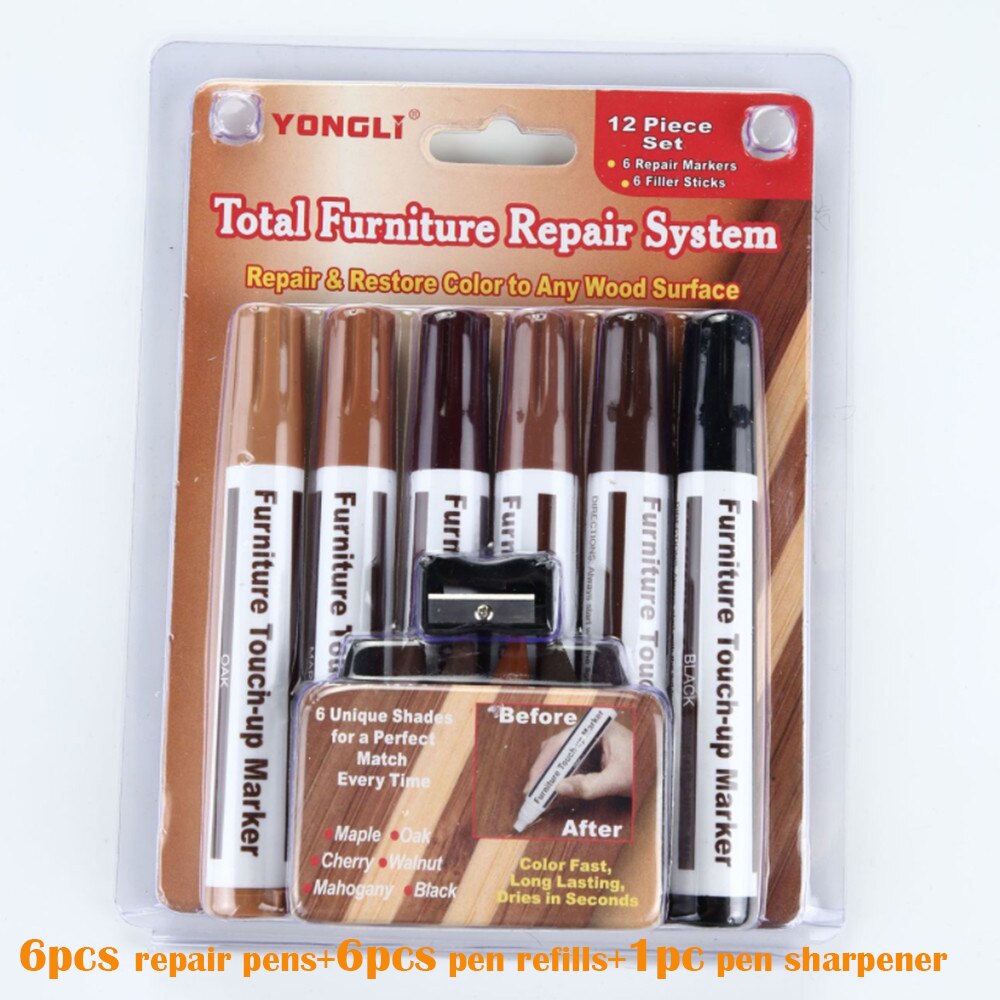 21 Pcs Furniture Repair Pen Crayons Floor Pen Scratch Filler Paint Remover for Wooden Cabinet Floor Table Chairs Markers Pens: 13pcs set