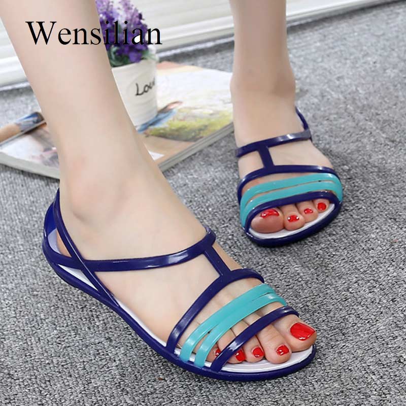 Women Sandals Flat Casual Jelly Shoes Sandalia Feminina Beach Candy Color Slides Ladies Flip Flops Slippers Sandalias Mujer