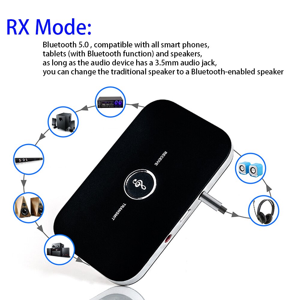 B6 bluetooth 5.0 sändare mottagare trådlös ljudadapter för pc tv hörlur bil 3.5mm 3.5 aux musik mottagare avsändare
