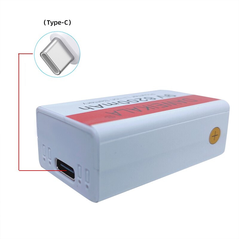 9v batteri 6200 mah li-ion laddningsbart batteri mikro usb batteri 9v litium för multimeter mikrofon leksak + usb laddningskabel