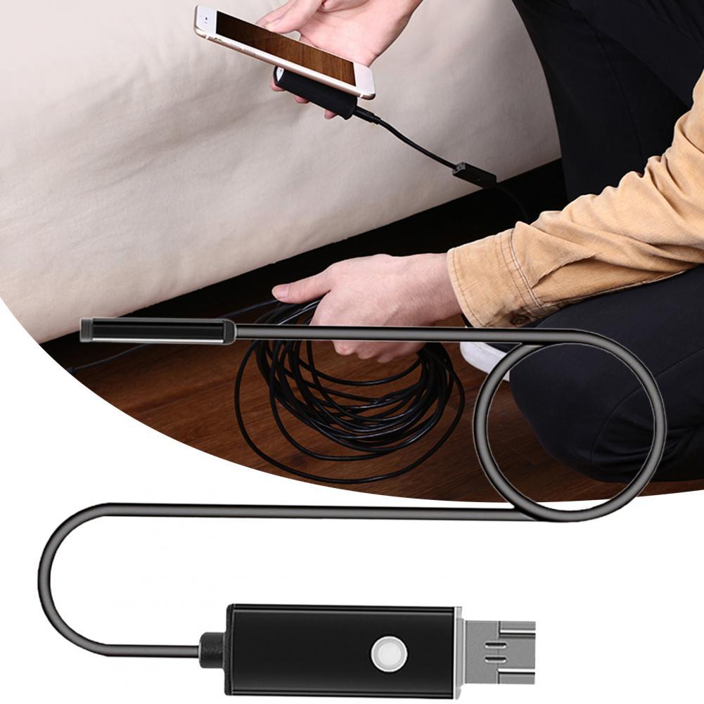AN99 Endoscope Camera Borescope 2-in-1 Interface 7mm Flexible Wire MP4 1m/2m/5m/10m Cable Endoscope Video Inspection for Tablet