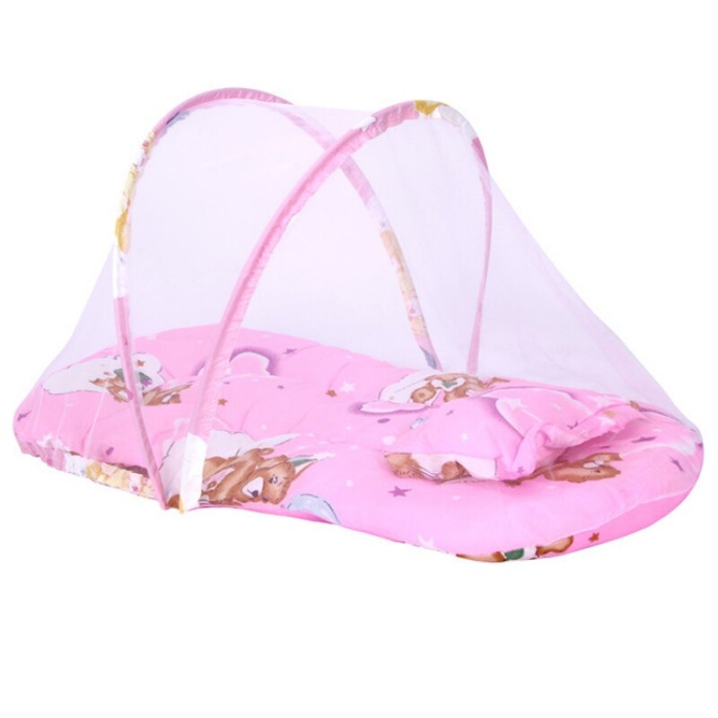 Été bébé moustique insecte berceau Net avec Portable pliant canopée coussin infantile literie accessoires bébé matelas: Rose