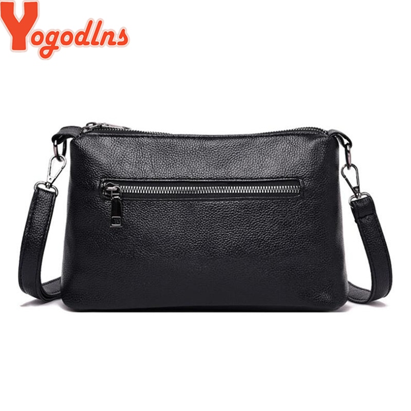 Yogodlns Double poches sacs à bandoulière en cuir souple PU femmes sac à bandoulière avec deux sangles épaule femme sacs de messager noir