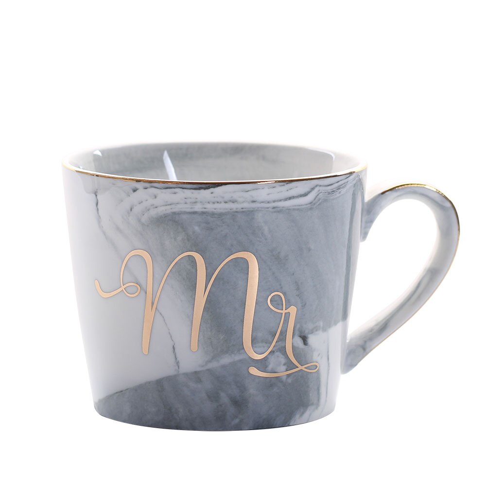 380ml Marble Ceramic Mug Travel Coffee Mug Milk Tea Cups Mr and Mrs Mugs Pink Gold Inlay Breakfast Home Decor: 1pcs3