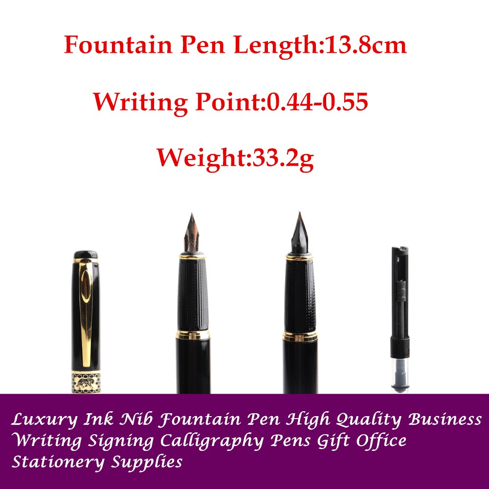 GENKKY Full Metal Fountain Pens Silver Gold Clip Fountain Pen Luxury For School Business Writing Office Supplies