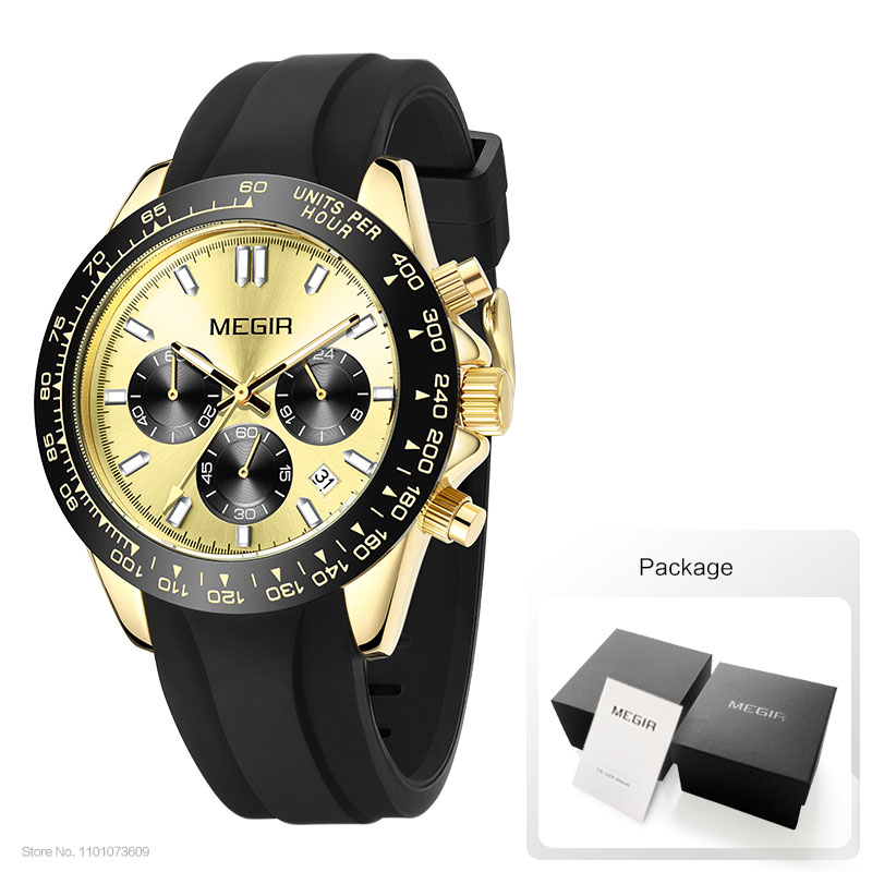 MEGIR Men Watch Top Brand Luxury Sports Quartz Watches Stainless Steel Strap Waterproof Chronograph Wristwatch часы мужские 8104: Brown