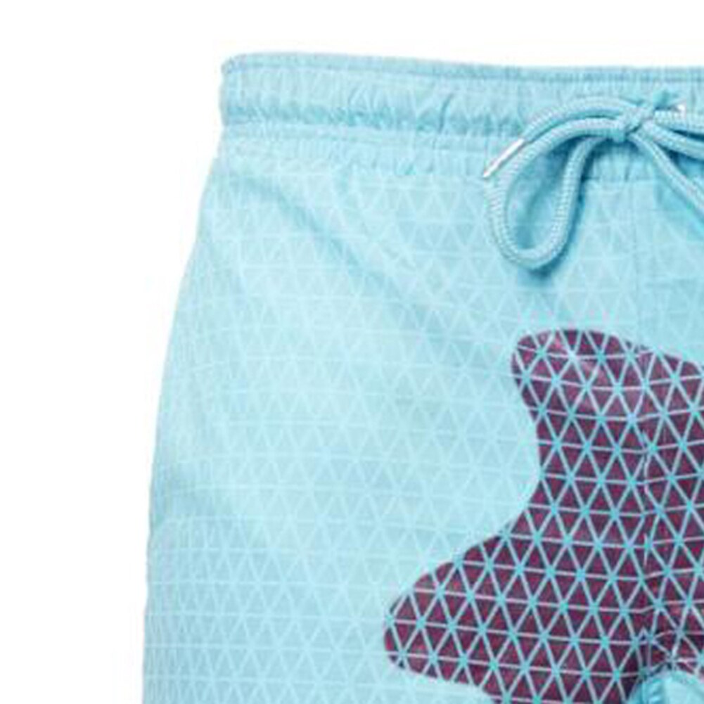 Men Beach Shorts Quick Dry Lattices Drawstring Color Changing Beach Shorts Swimming Trunks