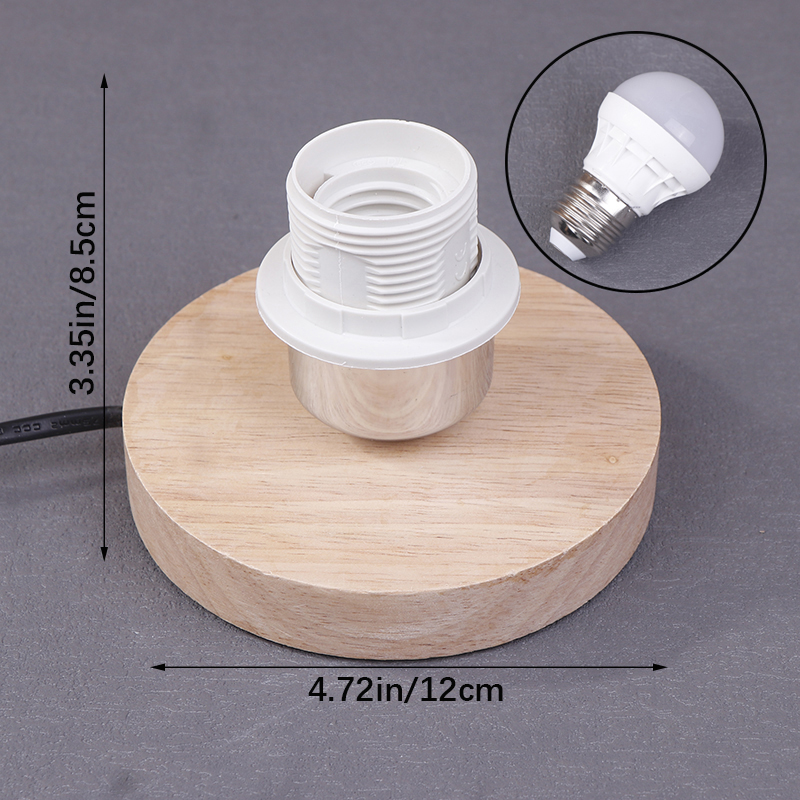 E27 circulaire solide support de Base en bois lampe tasse avec cordon interrupteur marche/arrêt pour lampe de Table brancher lampe support de lampe de chevet: Beige
