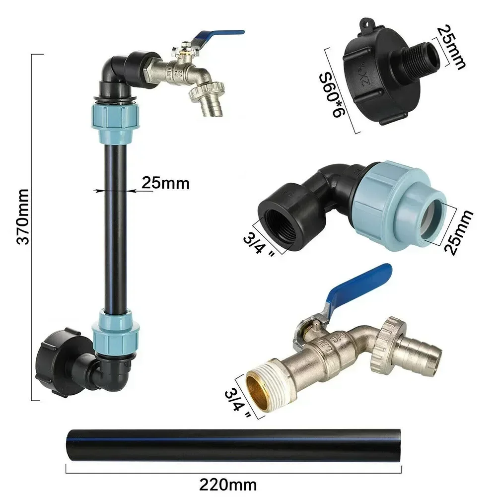 Adapter IBC 3/4 Kraan Zwanenhals Adapter Grove Draad Fittings IBC 3/4 "Tap Regenwatertank S60x6 Container