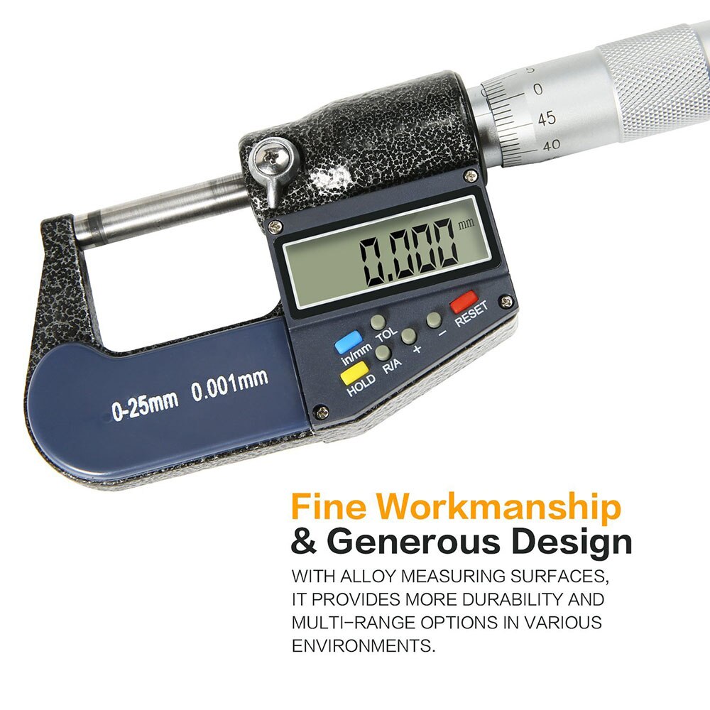 Digital Micrometer Digital Electronic Micrometer With Scale Inch Metric Conversion Metric Micrometer 0-25mm 0.001mm
