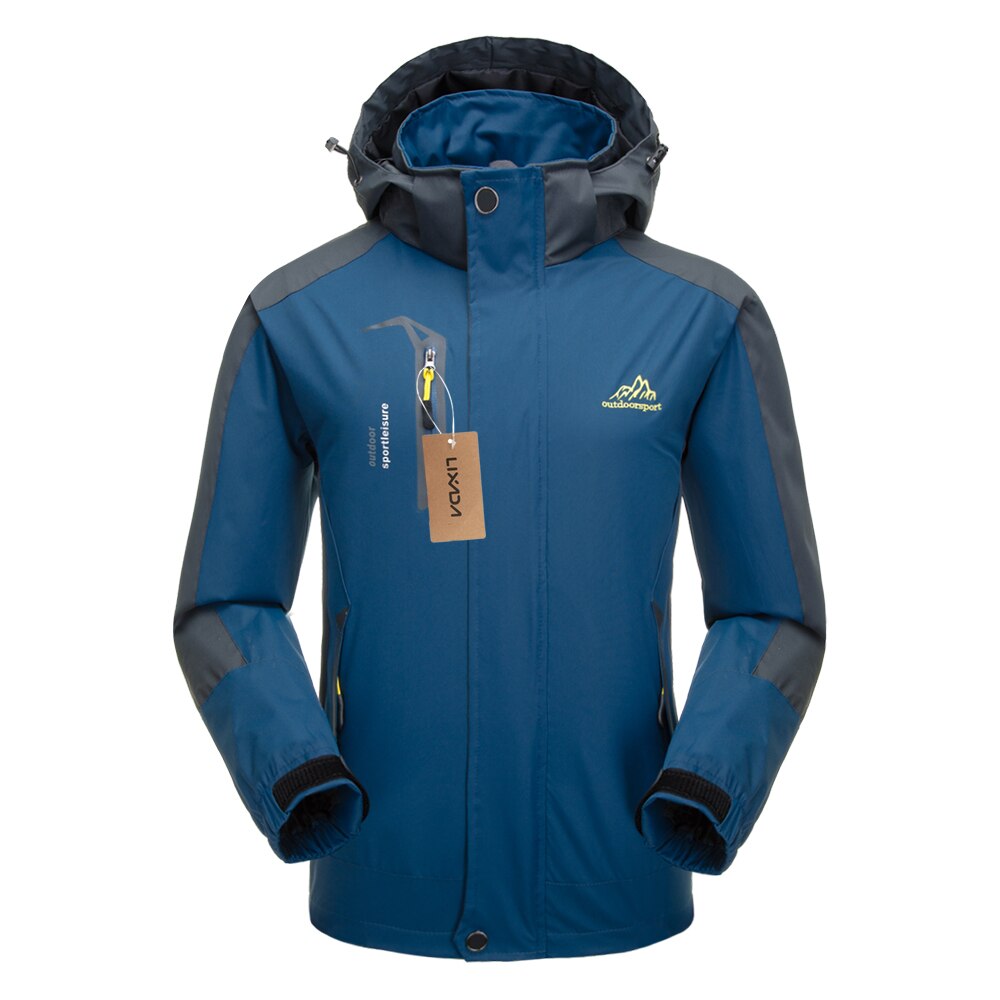 Lixada Mannen Winter Thermische Winddicht Fietsen Jacket Regenjas Sportkleding Outdoor Wandelen Fietsen Sport Afneembare Voor Mannen: Blauw / 4XL