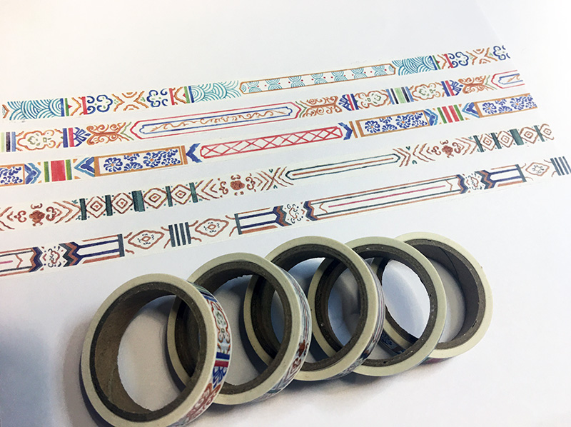 Chinese Symbol Washi Tapes Bullet Journal DIY Middle Age Old Slim Border The Imperial Palace: 5 Roll pack