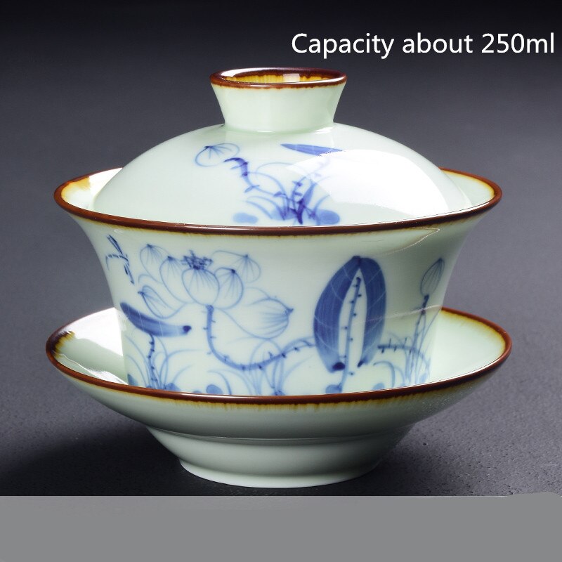 1PCS Ceramic Tea Bowl Blue and White Porcelain Tea Bowl Simple Household Tea Set Accessories WSHYUFEI: C