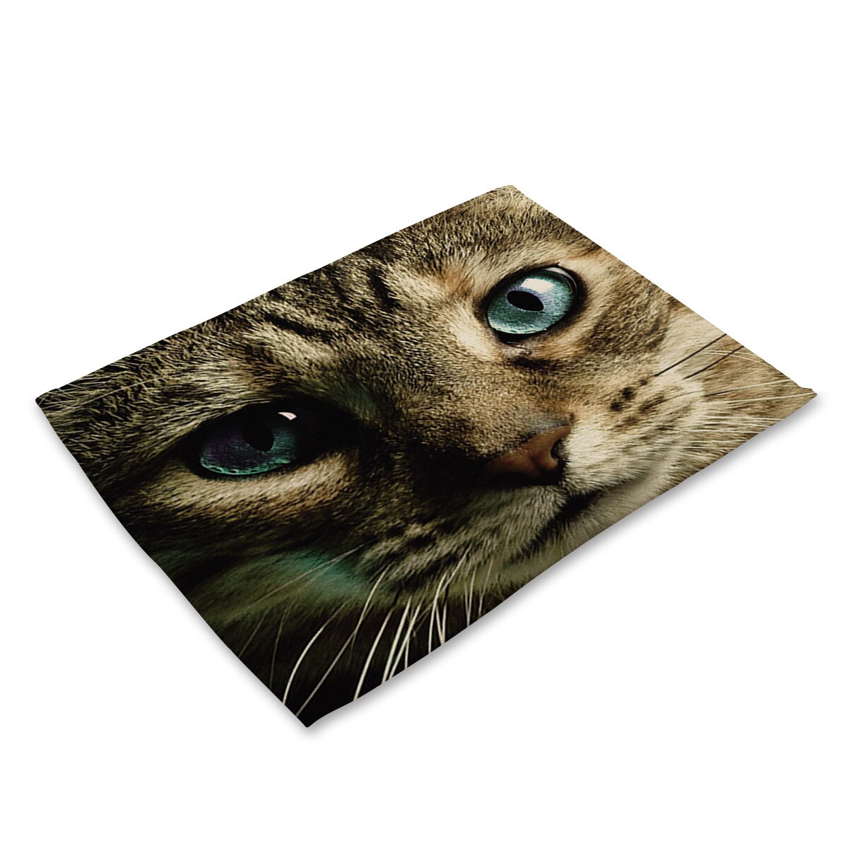 Cotton Linen Art Food Placemat for Dining Table Animal Face 3D Printing Kitchen Accessories Cup Coaster Cat Dog Desgin Mat: Animal Face 06