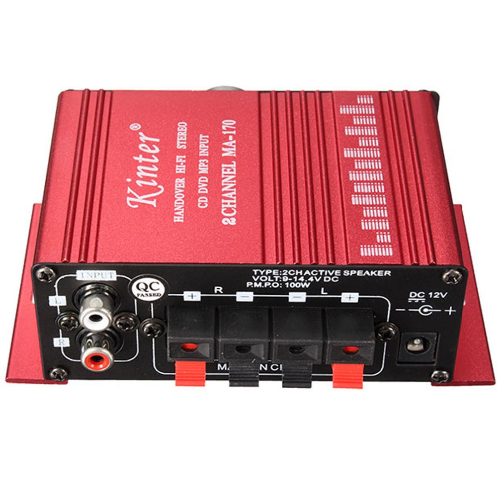 Kinter mini 2ch hi-fi auto bil stereo forstærker booster støtte dvd cd  mp3 indgang til bil motorcykel hjem