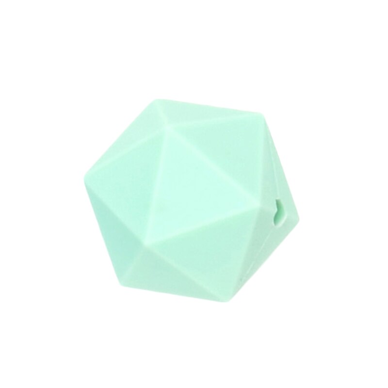 LOFCA 10 części/partia kulki silikonowe do ząbkowanie naszyjnik biżuteria DIY koraliki Icosahedron lepiej niż sześciokąt: mint