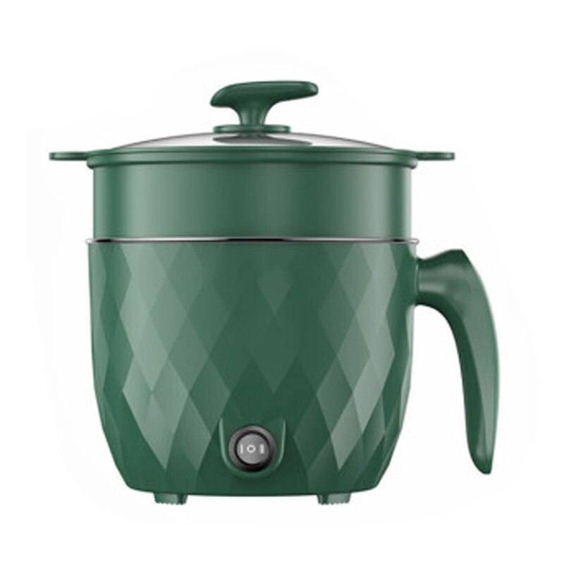 DMWD 220V Multifunctional Electric Cooker Heating Pan Electric Cooking Pot Machine Hotpot Noodles Rice Eggs Soup double Steamer: Dark green Steamer