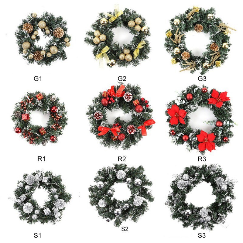 Kunstmatige Pine Kegels Bessen En Bloemen Kerstboom Kerstkrans Opknoping Ornamenten LED Bloemen Deur Decoratie